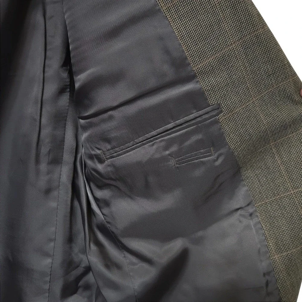 Jos A Bank Signature Collection Mens 44L‎ Wool Silk Plaid Blazer Sport Coat